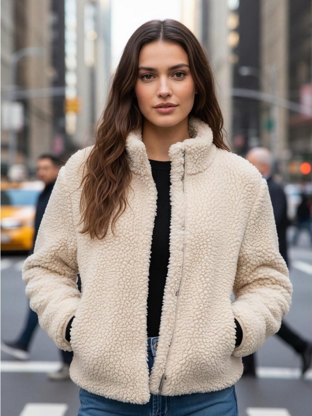 Thread & Supply Cream Teddy Jacket Size M